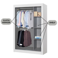 HOME ELITE 4FT Sliding Wardrobe (2 Door) dengan cermin - 4ft x 6ft